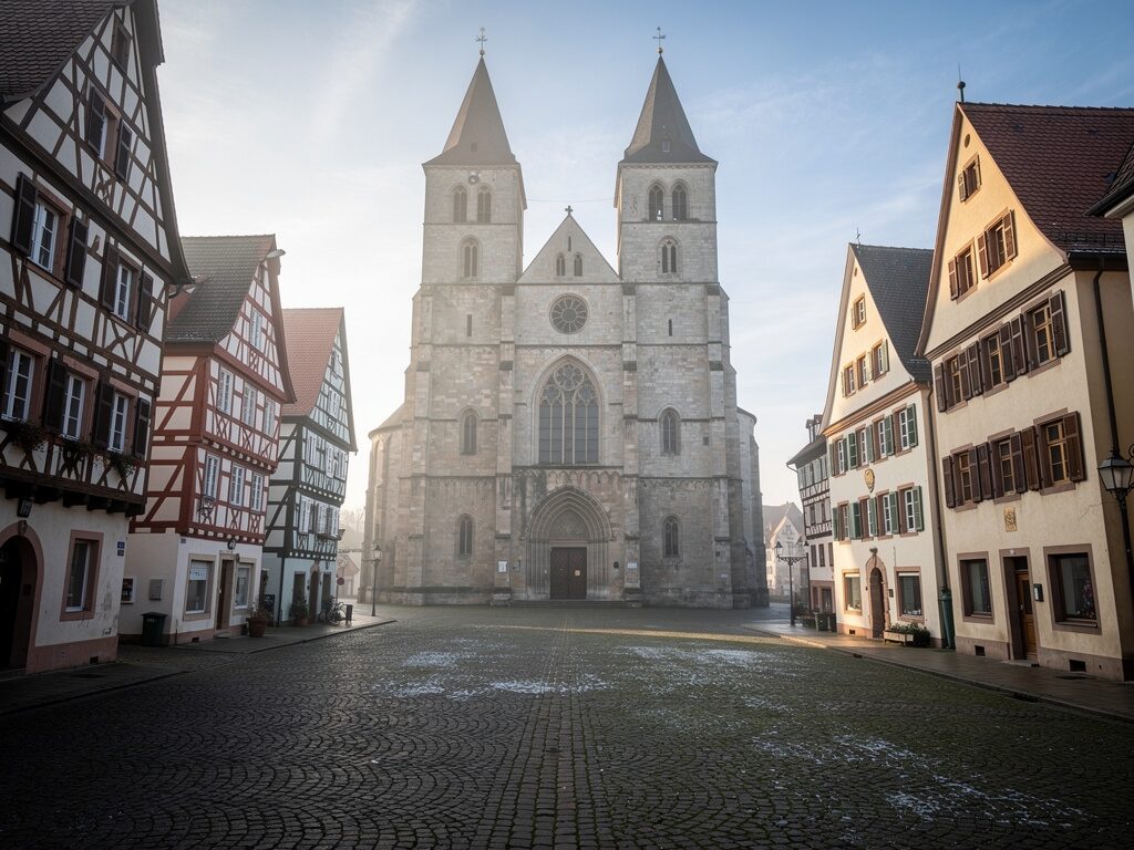 Gotischer Dom mit Doppelturm über der Altstadt von Augsburg